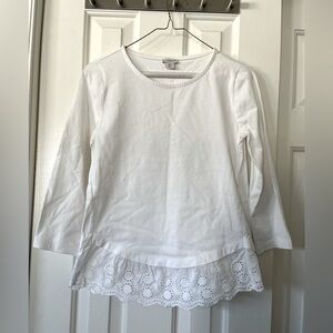 J by J Crew 3/4 sleeves white t shirt with lace bottom